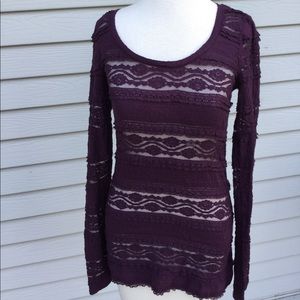 NWT Express Purple Lace Long Sleeve Tee sz S